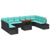 vidaXL Ensemble de canap&eacute; de jardin 11 pc Noir Poly rotin