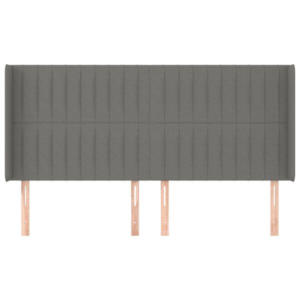 vidaXL Tête de lit avec oreilles Gris foncé 163x16x118/128 cm Tissu