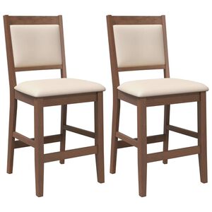 vidaXL Tabourets de bar avec coussins 2 pcs marron bois massif d'h&eacute;v&eacute;a