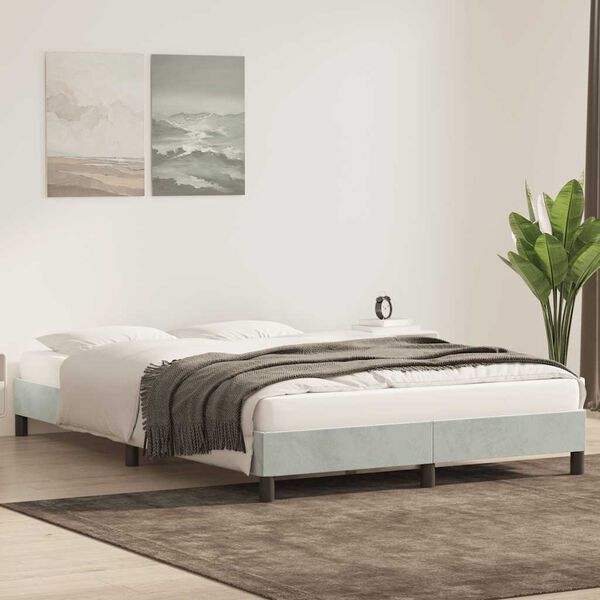 vidaXL Cadre de lit sans matelas gris clair 140x220 cm velours