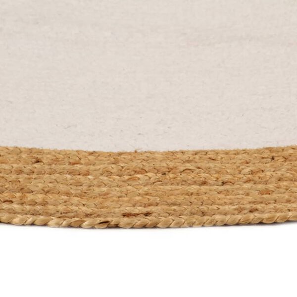 vidaXL Tapis tressé Blanc et naturel 90 cm Jute et coton Rond