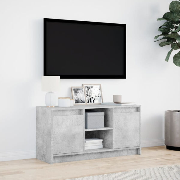 vidaXL Meuble TV avec LED gris béton 100x34x50 cm bois d'ingénierie