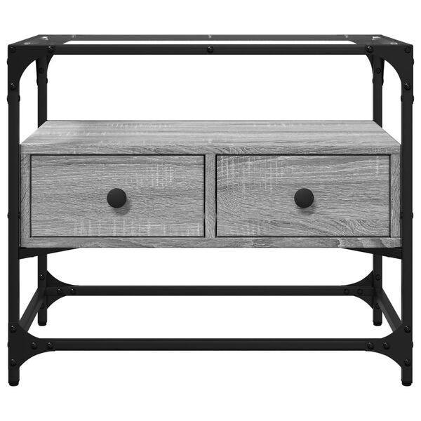 vidaXL Meuble TV avec dessus en verre sonoma gris bois d'ing&eacute;nierie