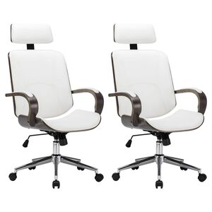 vidaXL Chaises de bureau pivotantes avec appui-t&ecirc;te 2 pc Simili cuir