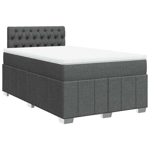 vidaXL Sommier &agrave; lattes de lit avec matelas gris fonc&eacute; 120x190cm tissu