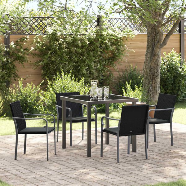 vidaXL Ensemble de salle à manger pour jardin 5 pcs Noir Poly rotin