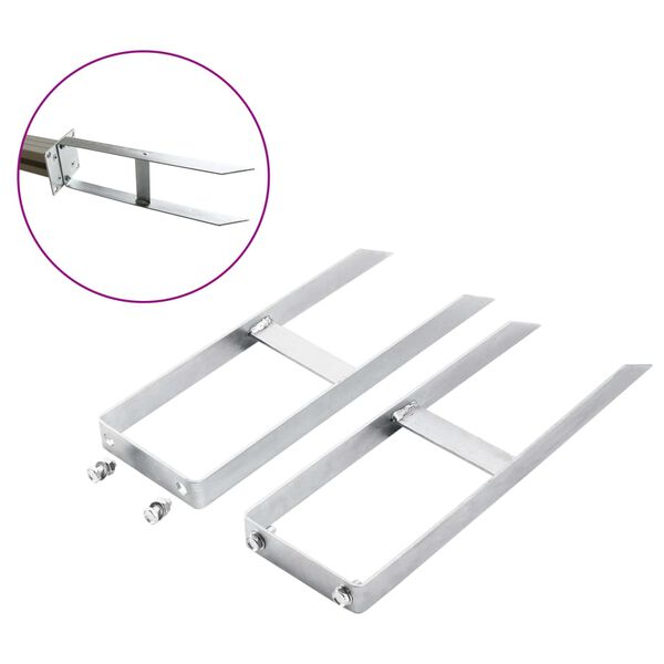 vidaXL Piquets de clôture de sol 2 pcs pour clôture en WPC Acier 40 cm