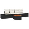 vidaXL Ensemble de canap&eacute; de jardin avec coussin 5 pcs Noir polyrotin