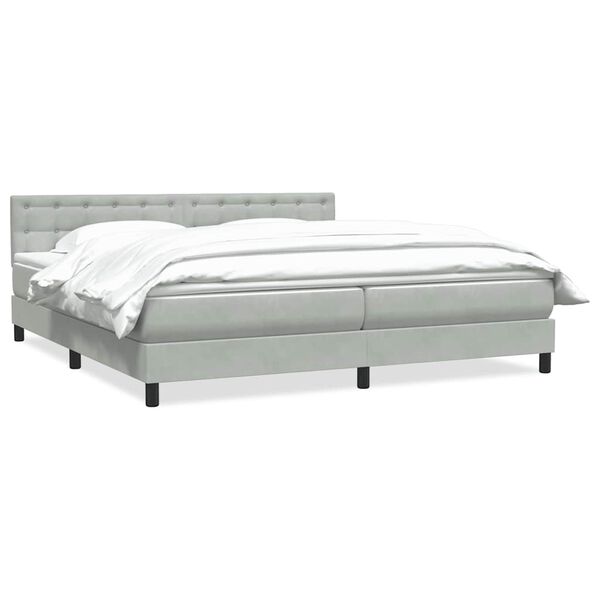vidaXL Sommier &agrave; lattes de lit et matelas gris clair 180x210cm velours