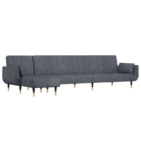 vidaXL Canap&eacute;-lit en forme de L gris 275x140x70 cm velours
