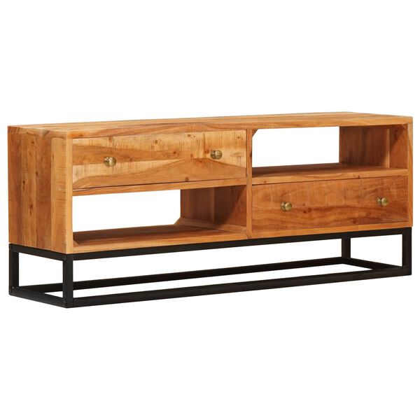 vidaXL Meuble TV Naturel 110 x 30 x 44 cm Bois d'Acacia Massif