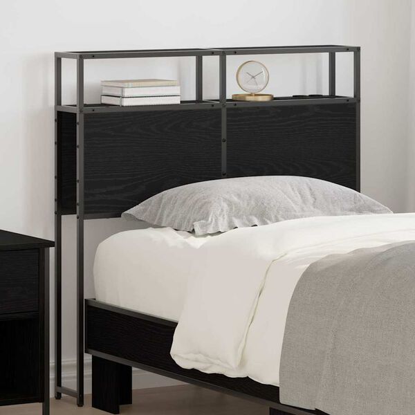 vidaXL T&ecirc;te de lit de rangement Ch&ecirc;ne noir 75 cm Bois d'ing&eacute;nierie