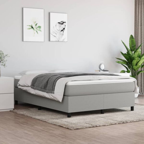 vidaXL Sommier &agrave; lattes de lit avec matelas Gris clair 140x200cm Tissu