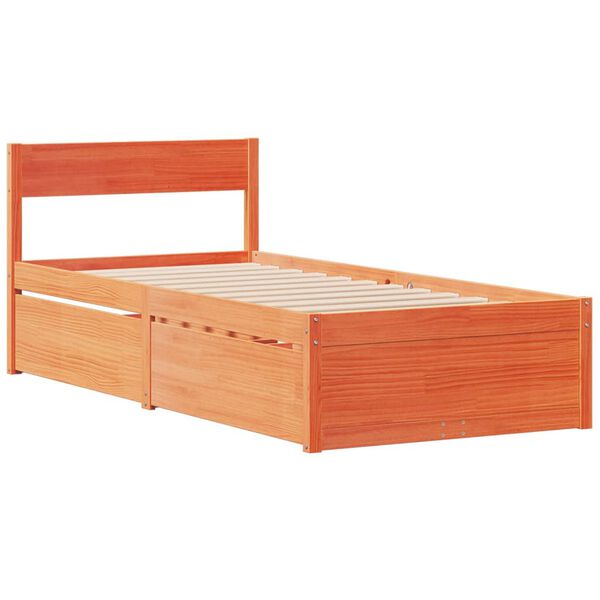 vidaXL Cadre de lit sans matelas cire marron 75x190 cm bois pin massif
