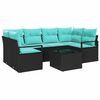 vidaXL Ensemble de Canap&eacute;s 7 pcs Noir et Bleu polyrotin