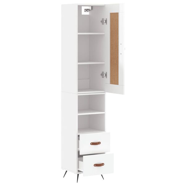 vidaXL Buffet haut Blanc brillant 34,5x34x180 cm Bois d'ing&eacute;nierie