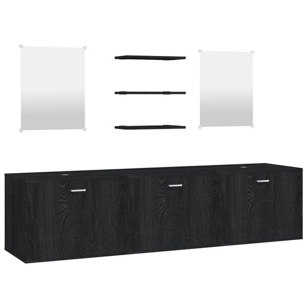 vidaXL Ensemble de meubles salle de bain 6 pcs noir bois d'ing&eacute;nierie