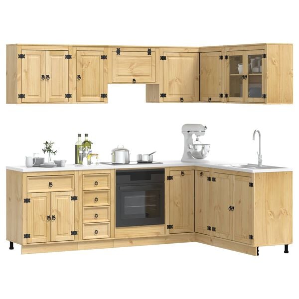 vidaXL Armoire avec tiroir avec &eacute;tag&egrave;re 10 pcs Miel Pin massif