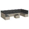 vidaXL Salon de jardin 11 pcs avec coussins gris clair r&eacute;sine tress&eacute;e