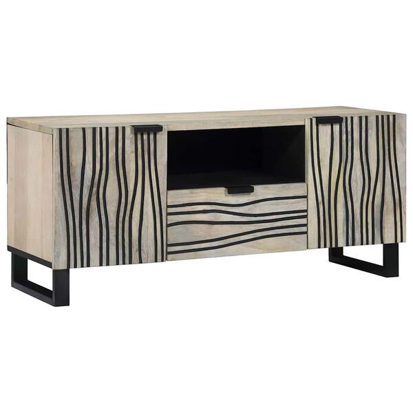 vidaXL Unites TV avec tiroir Blanc 105 x 33 x 46 cm Bois d'ing&eacute;nierie