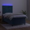 vidaXL Sommier &agrave; lattes de lit avec matelas et LED Bleu fonc&eacute; 80x200cm