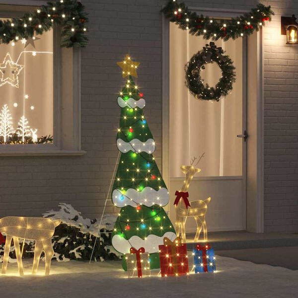 vidaXL Sapin de No&euml;l lumineux avec 3 bo&icirc;tes-cadeaux 2D blanc chaud