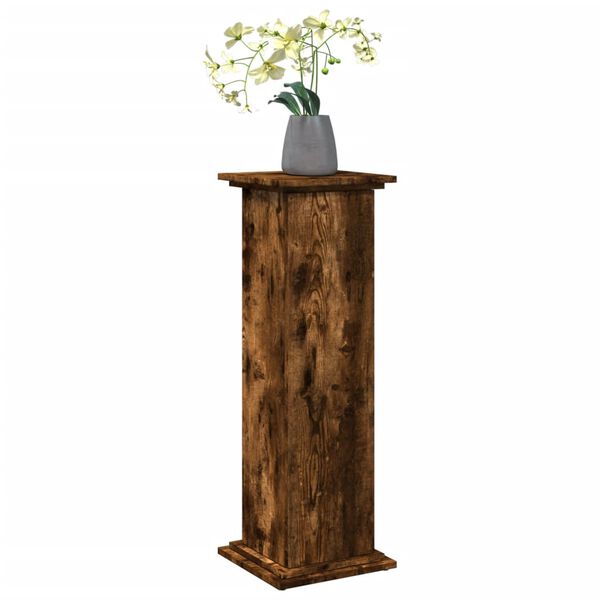 vidaXL Pi&eacute;destal avec rangement ch&ecirc;ne fum&eacute; 31x30x90 cm bois ing&eacute;nierie