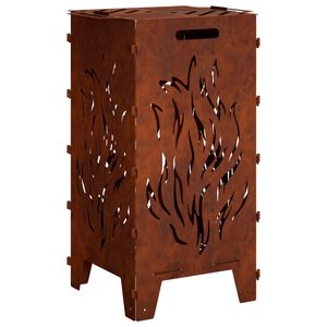 vidaXL Foyer de chemin&eacute;e Rouill&eacute; 47 x 38 x 75 cm Acier patin&eacute;