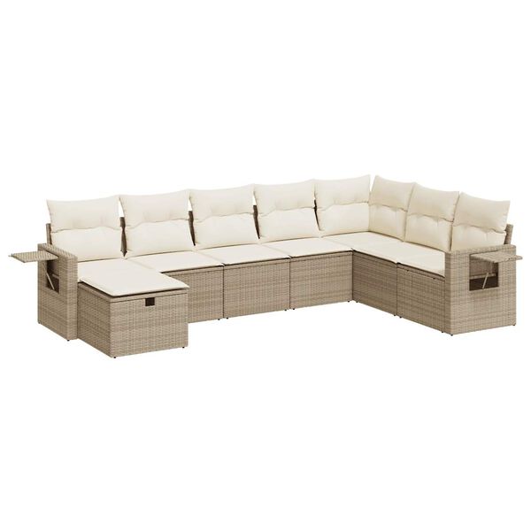 vidaXL Salon de jardin avec coussins 8 pcs beige r&eacute;sine tress&eacute;e