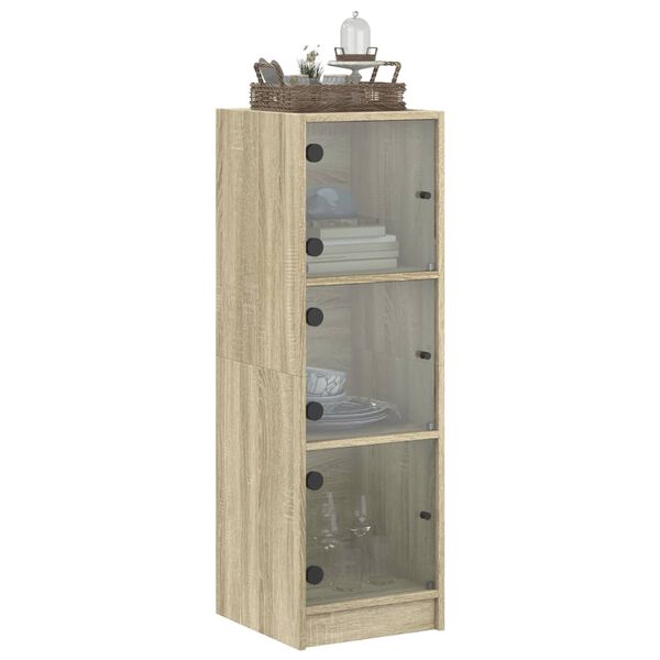 vidaXL Buffet avec portes en verre ch&ecirc;ne sonoma 35x37x109 cm