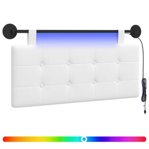 vidaXL T&ecirc;te de lit suspendue Avec lumi&egrave;re LED Blanc Tissu