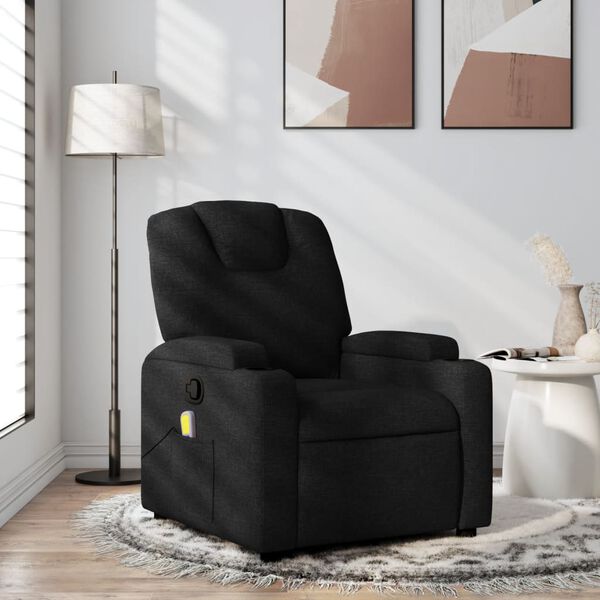 vidaXL Fauteuil inclinable de massage en tissu noir