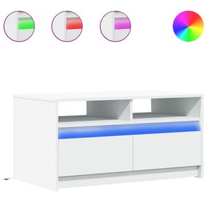 vidaXL Table basse avec lumi&egrave;res LED blanc bois d'ing&eacute;nierie