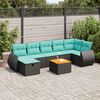 vidaXL Salon de jardin 8 pcs avec coussins noir r&eacute;sine tress&eacute;e