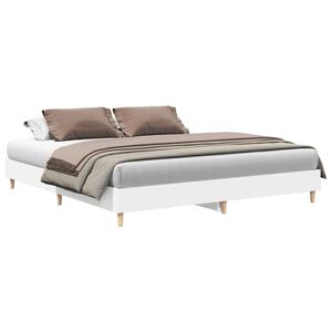 vidaXL Cadre de lit sans matelas blanc 200x200 cm bois d'ing&eacute;nierie