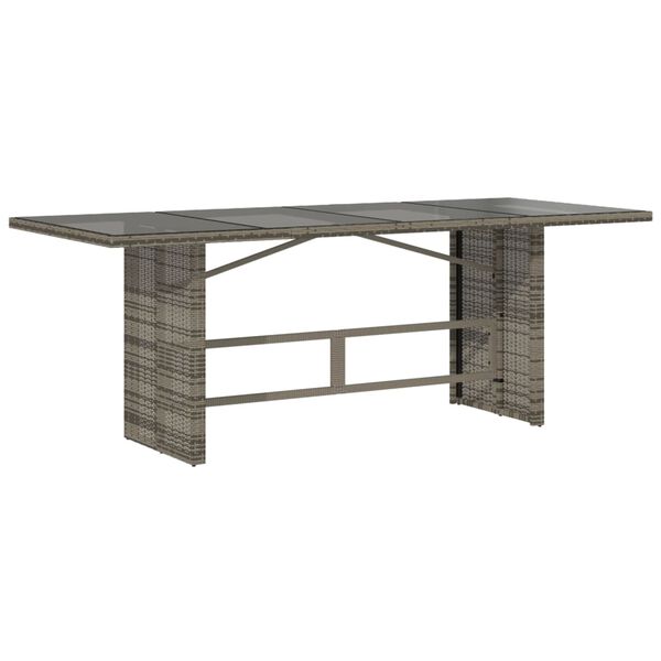 vidaXL Table de jardin dessus en verre gris 190x80x74cm résine tressée