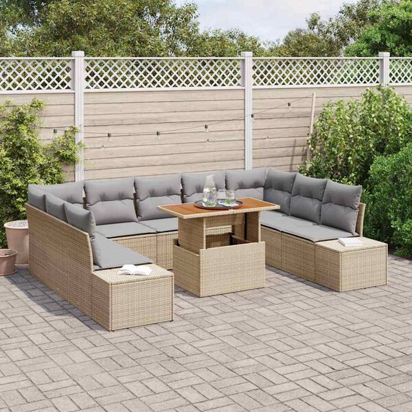 vidaXL Ensemble de canap&eacute; de jardin 10 pcs Beige Poly rotin