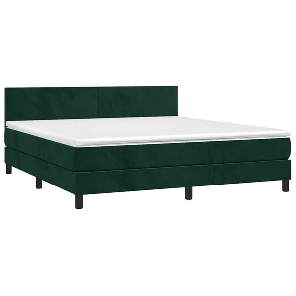 vidaXL Sommier &agrave; lattes de lit avec matelas LED Vert fonc&eacute; 160x200 cm