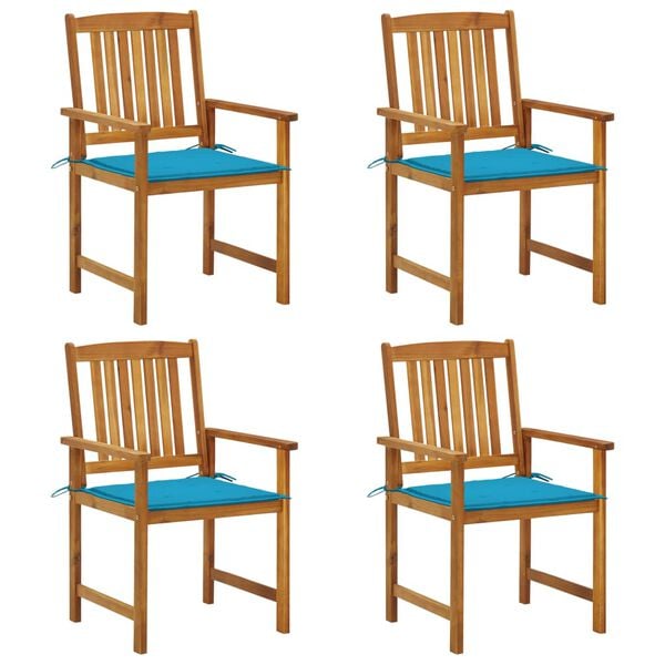 vidaXL Chaises de jardin avec coussins lot de 4 Bois d'acacia massif