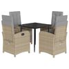 vidaXL Ensemble &agrave; manger de jardin coussins 5 pcs m&eacute;lange beige rotin