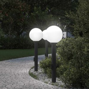 vidaXL Bornes lumineuses avec sortie lot de 3 80 cm noir IP44
