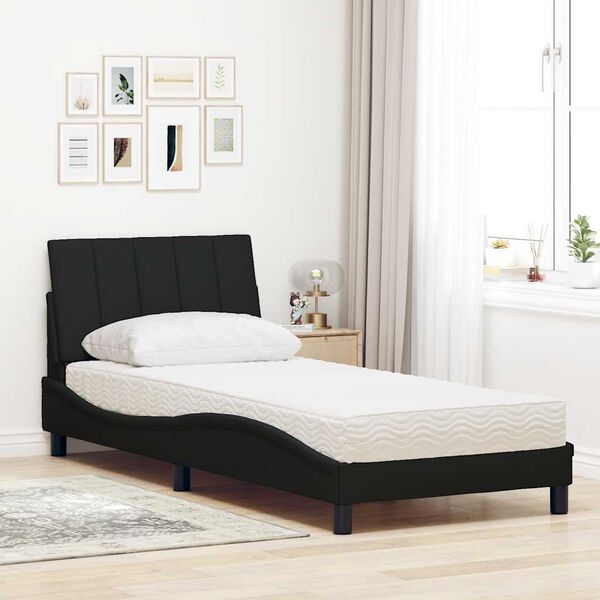 vidaXL Lit avec matelas Hanko noir 80x200 cm tissu