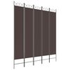 vidaXL Cloison de s&eacute;paration 5 panneaux Marron 200x220 cm Tissu