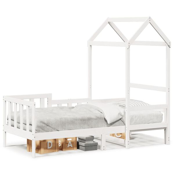 vidaXL Lit de jour avec toit sans matelas blanc 90x190 cm bois massif