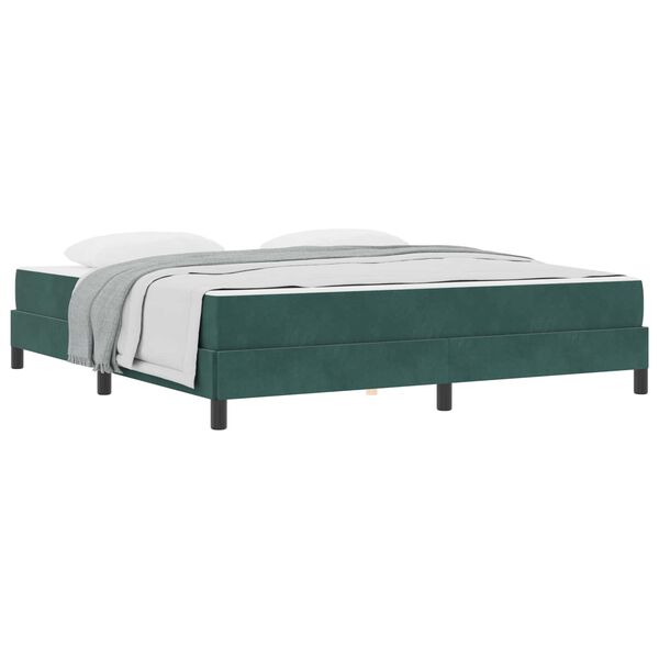 vidaXL Lit &agrave; ressorts avec matelas Vert fonc&eacute; 180 x 210 cm tissu