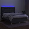 vidaXL Sommier &agrave; lattes de lit matelas LED Gris fonc&eacute; 140x190 cm Tissu