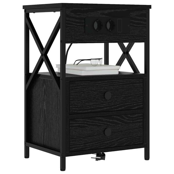 vidaXL Cabinet de chevet Ch&ecirc;ne noir 40 x 31 x 60 cm Bois d'ing&eacute;nierie
