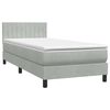 vidaXL Sommier &agrave; lattes de lit et matelas et LED gris clair 90x210 cm velours