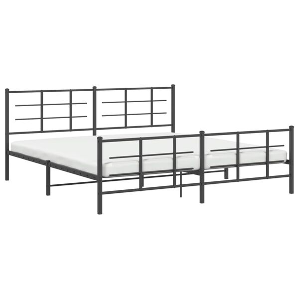 vidaXL Cadre de lit m&eacute;tal sans matelas avec pied de lit noir 183x213cm