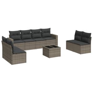 vidaXL Salon de jardin 9 pcs avec coussins gris r&eacute;sine tress&eacute;e